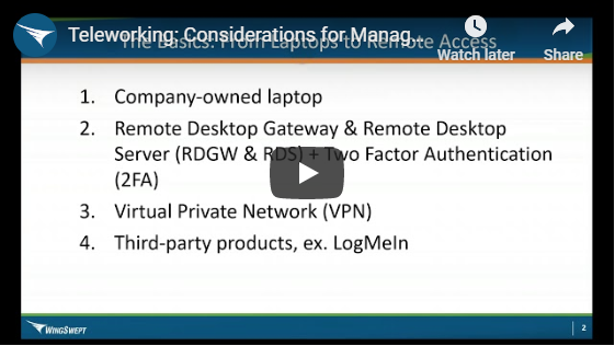 Video - Remote working considerations for business owners, executives and managers